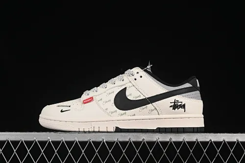 All categories Nk SB Dunk Series Nk SB Dunk Low High-end customized low-top sneakers Nike SB Dunk Low Stusi co-branded three-dimensional black hook Anniversary high-end customized low-top casual sneakers XS6089-537
